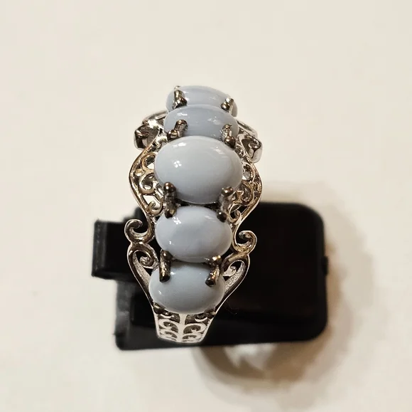Vintage Genuine Larimar Platinum/925 Ring Sz 9. - Picture 7 of 11
